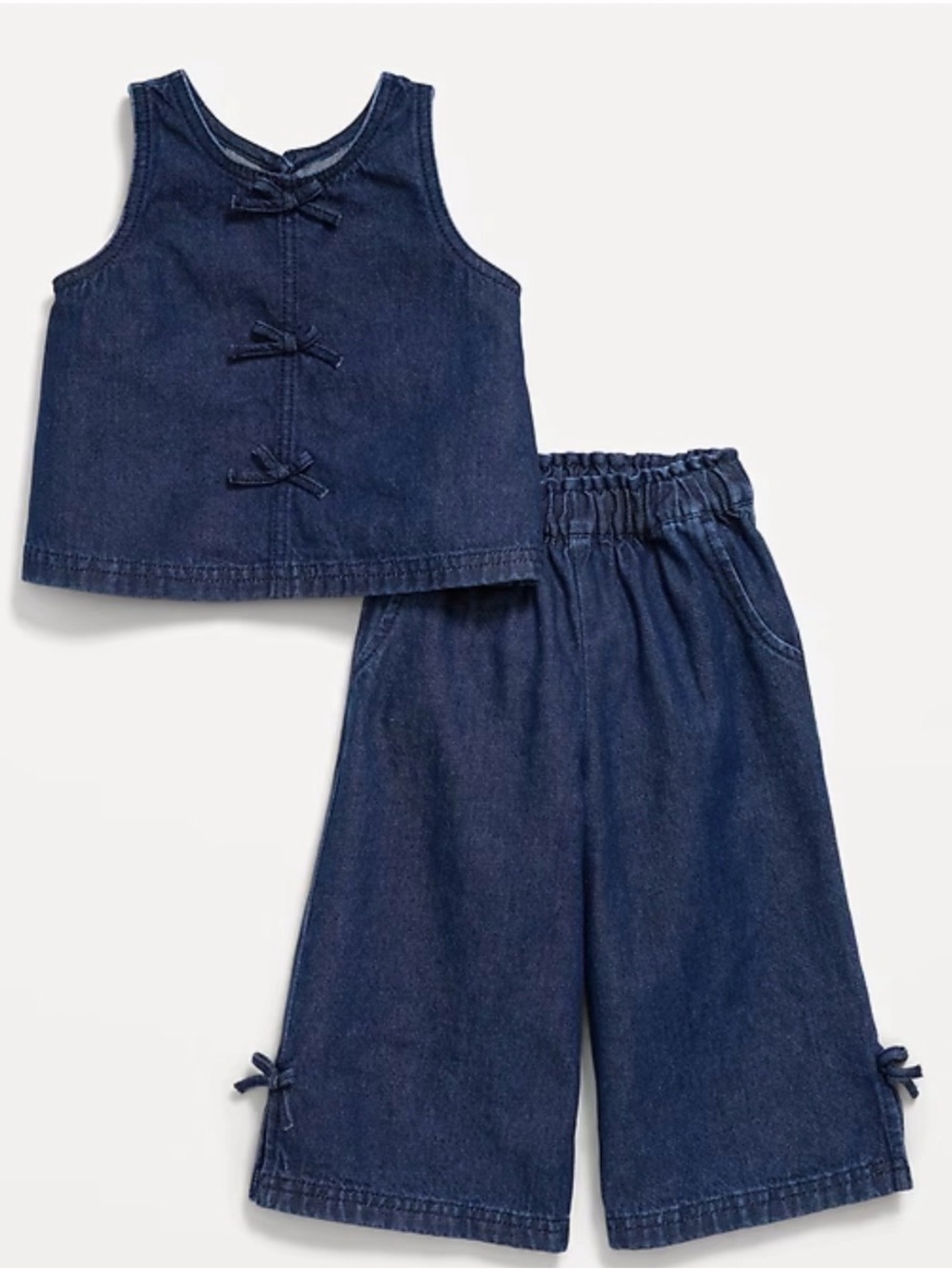 Old Navy Navy Denim Girls Matching Tank & Culotte Set